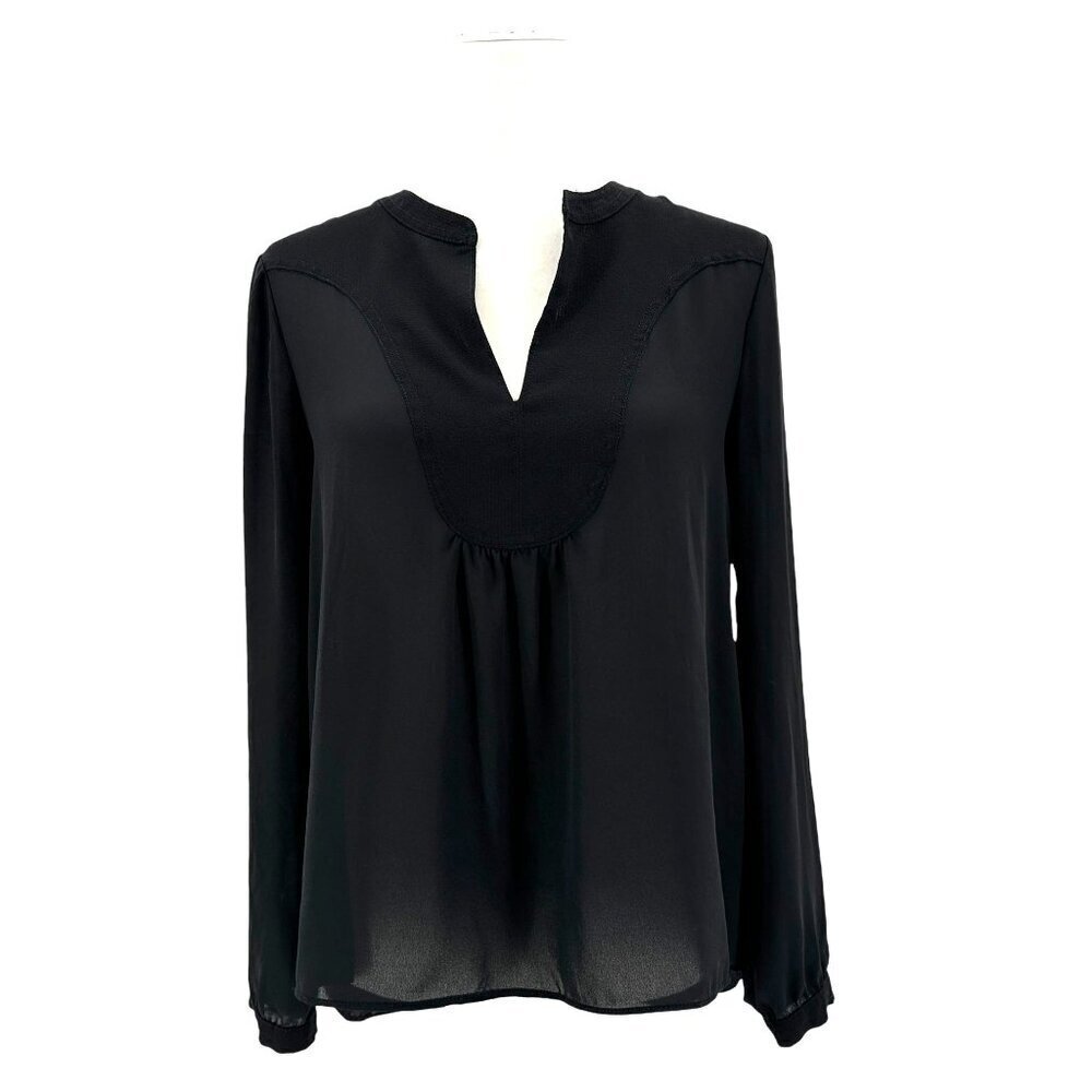 Anthropologie HD In Paris Black V-Neck Blouse Top Womens 6 - Picture 1 of 9